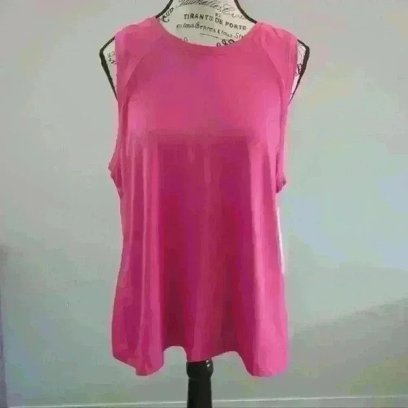 CORY VINES | Women's Pink Flowy Slit Back Athletic Tank Top - Picture 1 of 5